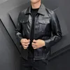 Herren Leder Kunstleder Herbst Mode Trend Mäntel Männlicher Stil Slim Fit Reverskragen Motorrad Lederjacke Herren PU Lederjacke S-5XL 230613