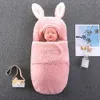Śpiwory torebka dla niemowląt 06 miesięcy koperty niemowlęta dla urodzonych niebieskie różowe uszy design miękki ciepły owink