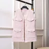 Gilets femme printemps automne 2023 polyvalent col en v rose parfumé gilet français Tweed gilet manteau