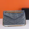 Mavi Kot Çanta Retro Vintage Flap Zinciri Crossbody Omuz Çantaları Çanta Tasarımcısı Kapitone İplik Lüks Büyük Kapasiteli Plaj Toprak Sarı Frosted2023