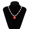 Gargantilha Salircon Trend Y2K Red Crystal Beads Imitation Pearl Chain Coreano Cute Strawberry Pendant Colar Charm Neck Jewelry