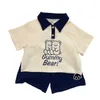Polo pour garçons à manches courtes 2023 été nouveau ours pour enfants beau deux pièces bébé vêtements