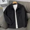Men's Jackets Men Loose Work Shirt Coat Long Sleeve Button Up Jacket Thin Fitting Boys Outerwear Khaki Vintage Plus Size 3xl 4xl