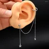 Pendientes colgantes 1 Uds borla mariposa corazón estrella Clips cadena larga Stud para mujeres Simple coreano Piercing de dos agujeros