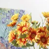 Dekorativa blommor 2Colors European 1pcs Bouquet Artificial Sunflower Big Chrysanthemum Silk Fake Blad Wedding Xams Home Party Decoration