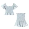 Ubrania domowe swobodne sukienki boho inspirowane niebieskim kwiatowym nadrukiem Dres Smocked y Party Ruffled Santeve Summer Sweat Ladies 230421 Drop dh8cb