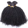 Bulks Mongolian Afro Bulk 3bunds flätning Vävning Nej Weft Long Kinky Curly Human Hair Bundles Extensions 230613