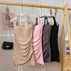 カジュアルドレス韓国のa-lineミニサマードレスガールズレディースホルターbra folds neelength women vestidos drop