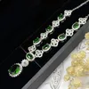 Halsketten mit Anhänger, modisch, Smaragdgrün, ovaler Stein, Zirkonia-Halskette für Damen