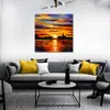 City Life Landscape Canvas Art Corsica Sunset Handgeschilderde Kinfe Schilderij voor Hotel Wall Modern