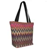 Borse per la spesa Home Zigzag Multicolore Alimentari Stampa Canvas Shopper Borsa a spalla Borsa a tracolla Boho Camouflage di grande capacità