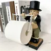 Dekorativa föremål Figurer Creative Spoof Paper Holder Statue Söt rolig skulpturharts Figur Butler Form Tissue Stand Rack Toalett Decoration 230614