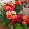 Dekorative Blumen, grüne Eukalyptusblätter, künstliche Rosen, Blumengirlande, Hochzeit, Geburtstag, Party, Weihnachten, Halloween, Heimdekoration, gefälschter Kranz