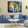 Modern Impressionist Animal Canvas Wall Art Dog Hand Painted Cityscape Painting for Apartment Decor