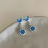 Mignon coeur bleu zircone petites boucles d'oreilles goutte pour les femmes Style coréen délicat Simple nouveaux Bijoux Bijoux