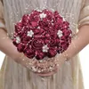 Kwiaty dekoracyjne bukiet bukiet z koralikami sztuczna dekoracja domu kutego tkaniny ręka ślubna