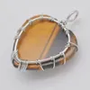 Collares pendientes Árbol de la vida hecho a mano de la suerte Tigereye Stone Heart Wire Wrap Jewelry S3163