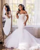 Gorgeous African Mermaid Wedding Dresses Off The Shoulder Corset Plus Size Bridal Gowns Lace Appliques Beaded Long Robe De Mariage 2023