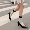 Scarpe eleganti UVRCOS Est Punta quadrata Donna Tacco alto Pelle argento Sfilata Tacchi a spillo Décolleté sexy Nere