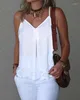 Vrouwen Tanks Top Vrouwen 2023 Zomer Mode Hollow Out Spaghetti Strap Casual V-hals Effen Mouwloos Dagelijks Cami Flowy Y2K kleding