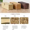 Storage Baskets Natural 3 Grid Handwoven Straw Basket Rattan Divider Box Sundries Organizer with Lid Jewelry Storag Case 230613