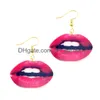 Charm Donna Orecchini Eardrop Trendy Dangler Hip Hop Ragazze Gioielli Carino Dolce Bocca Lampo Rossetto Per Acrilico Ciondola Goccia Consegna Smtza