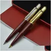 Bollpunktspennor högkvalitativ diabolo -serie Metal Pen Black/Golden/Sier Stationery School Office Supplies Writing Smooth Ball Mer Dr DHX4F