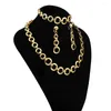 Серьги ожерелья устанавливают дубай золотой цвет медный браслет серьга мужчина женский бордюр кубинская толстая цепь оптовые ювелирные украшения