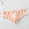 Slip respirant hommes slips Sexy rayure pure Bikini sous-vêtement en string améliorer pénis poche convexe confort sous-vêtements
