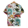 Mäns avslappnade skjortor herrskjorta sommar 3d tryck tryck HAWAIIAN HEALSIDE T-shirt