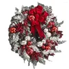 Decorative Flowers 2023 Christmas Wreath Front Door Red Ball Ornaments Window Mantle Indoor Outdoor Decoration