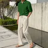 Pantalones de hombre, pantalones de verano de lino y algodón para hombre, pantalones transpirables sólidos, ropa informal LGBT con cordón de cintura elástica para hombre