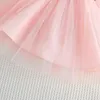 Robes de fille 2023 bébé filles fleurs robe tulle été oblique oblique sans brete