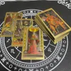 Jeux de plein air Activités Golden Beautiful English Tarot 12x7cm Cards Deck High Quality Gold Big Size Witchcraft Classic for Beginners with Guidebook 230615