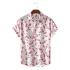 Męskie koszule swobodne marka letnia luźna flamingo hawajska mąż