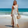 Sukienki swobodne para praia hollowout bikini ukryć Long Beach sukienki 2023 Kobiety na plaży Kobiety seksowne bluzka bluzka okładka sweimsut J230614