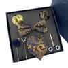 Bow Ties 8pcs Gift Box Set For Men Bowtie Necktie Square Towel Cufflinks Brooch Tie Clip Suit Accessories Wedding Red Mens Cravat