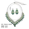 Chaînes Européenne Et Américaine Mariée Robe De Mariée Cristal Gem Transparent Collier Boucles D'oreilles Ensemble Accessoires De Mode Pour Femmes En Gros