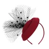 Bandanas Womens Fashion Dress Tea Party Hat Hats Women's Fascinators Vintage 16X13X5CM Claret Wool Woman