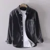 Camisas informales para hombre S-4XL primavera otoño para hombre de mezclilla de manga larga con botones de algodón Vintage para hombre blusa de vaquero ajustada a la moda