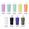 يعبر! 9Colors 17oz من الأكريليك Tumblers العاديين جدار الأوسريليك بهلوان مع الغطاء والقش القابلة لإعادة الاستخدام كوب بلاستيكي سفر ملون DIY