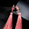 Dangle Oorbellen 2023 Verkoop Bohemen Lange Roze Katoenen Draad Kwastje Voor Vrouwen Mode Acryl Statement Gift Sieraden