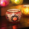 Candle Holders Color Snowflake Mosaic Glass Candlestick 230613