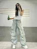 Jeans pour femmes Heavy Industry Multi-Pocket Washed Cargo Pants Femmes Y2K Vintage Streetwear High-Rise Loose Oversized Straight-Leg Jeans 230613