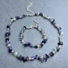 Necklace Earrings Set 10sets Lot Natural Raw Stone Bracelet Irregular Crystal Chip Amethyst Fluorite Rose Quartz Beads Jewelry Boho