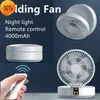 Ny fjärrfläkt USB -laddning Folding Portable Fan Desktop Mini Fan Remote Control Home Camping Conditioner Fans med LED -ljus