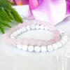 Bracelets à maillons MG1097 ensemble de Bracelets de soulagement de l'anxiété mat Rose cristal blanc Howlite cristaux de guérison empilables Mala pour les femmes
