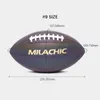 Piłki Holograficzne świecące odblaskowe piłka nożna rozmiar 9 PU skórzany trening Luminous American Football Rugby Balls 230613