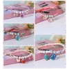 Bracelets Glass Filling Dried Flowers Bracelet for Women Cute Butterfly Pendant Ceramic Beads Braided Jewelry Gifts R230614