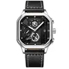 Armbanduhren Business-Uhren für Herren, Top-Militär-Leder-Armbanduhr, wasserdicht, leuchtende Chronographen-Armbanduhr